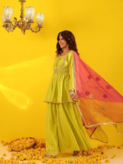 Green Mul Cotton Sharara Set