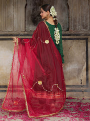 Green Chanderi Gota Work Anarkali Suit Set