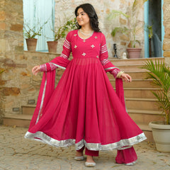 Asheera Georgette Pink Gota Hand Work Anarkali Suit Set