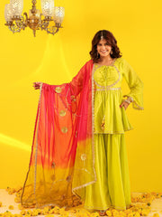 Green Mul Cotton Sharara Set