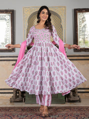 Asheera Nitara Hand Block Anarkali Suit Set