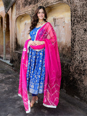 Raahi Blue Dola Silk Jacquard Anarkali Set