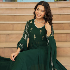 Asheera Georgette Green Gota Hand Work Anarkali Suit Set