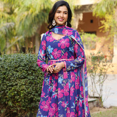 Aarohi Floral Printed Georgette Anarkali Suit Set