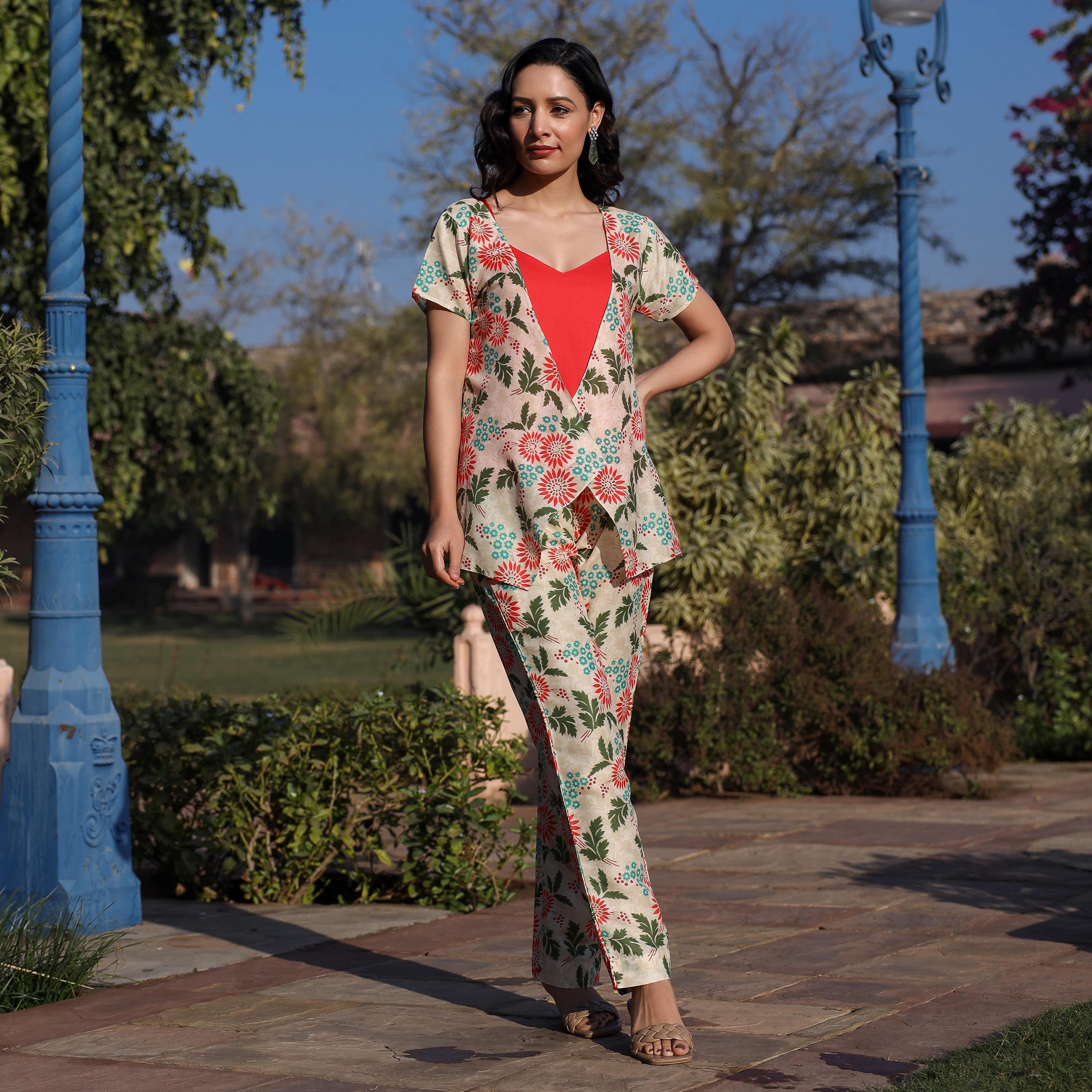 Asheera Rema Beiges Printed Co Ord Set