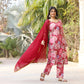 Coral Floral Maslin Hand Embroidered Suit Set