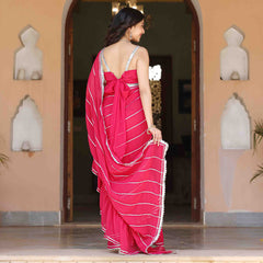 Asheera Gulabi Georgette Gota Work Pre Drape 1 min ruffle Saree