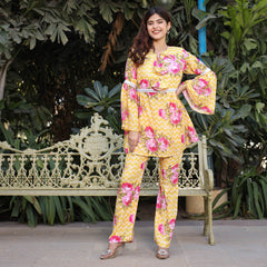 Asheera Yellow Floral Print Co Ord Set