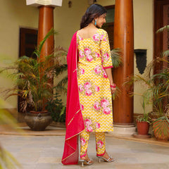 Ira Yellow Maslin Hand Embroidered Suit Set