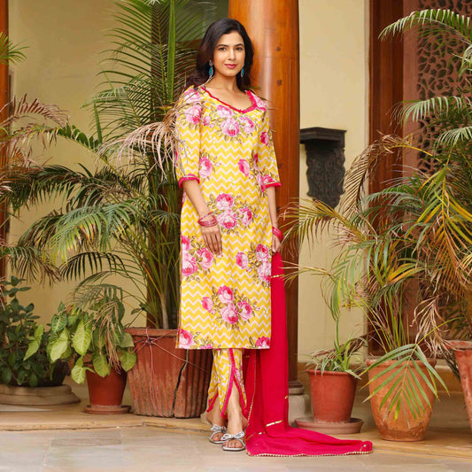 Ira Yellow Maslin Hand Embroidered Suit Set