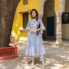 Sapna Maslin Printed Anarkali Suit Set