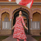 Aarvi Red Floral Printed Georgette Anarkali Suit Set