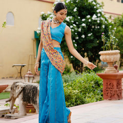 Blue Cotton Silk Co Ord Set