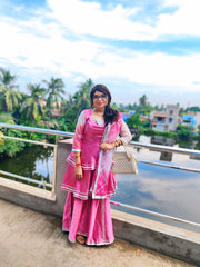 Jhilmil Pink Gotta Patti Satin Sharara Suit Set