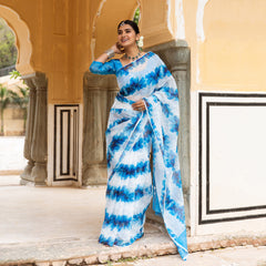 Aryaa Blue Floral Silk Hand Embroidery Saree with Blouse