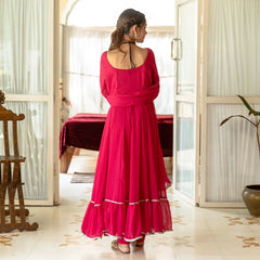 Hot Pink Georgette Anarkali Suit Set